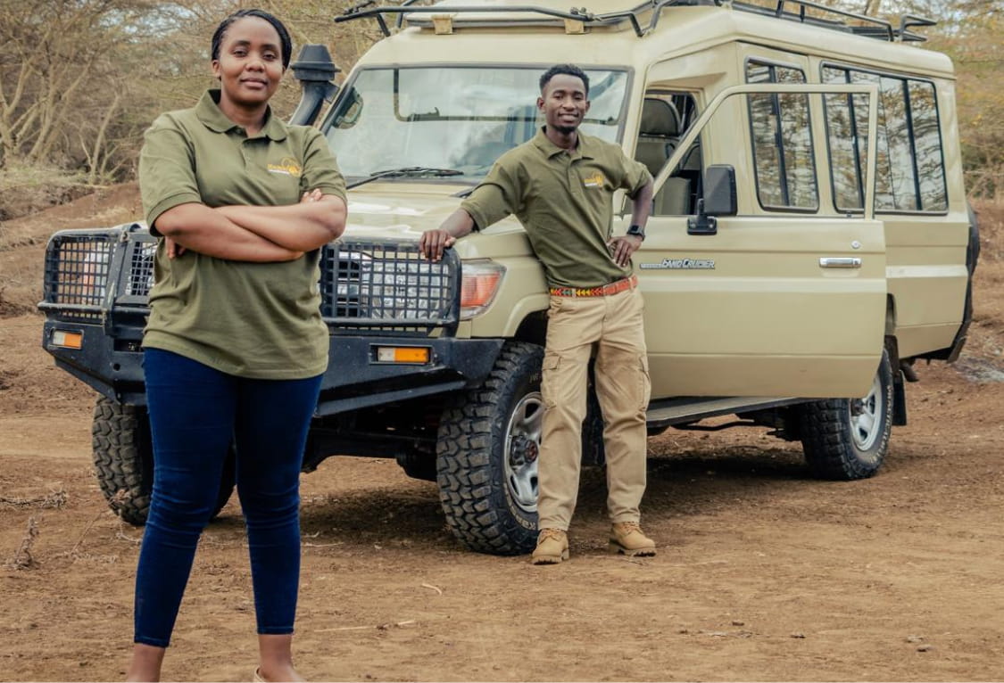 Guide and guests at Mujuni Africa Adventures0